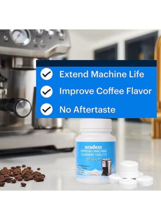 oradess 50PCS All-Purpose Espresso Machine And Coffee Maker Cleaning Tablets Also Works For Water Bottle Coffee Cup Stainless Steel Cup Kettle Limescale Removal - Image 3